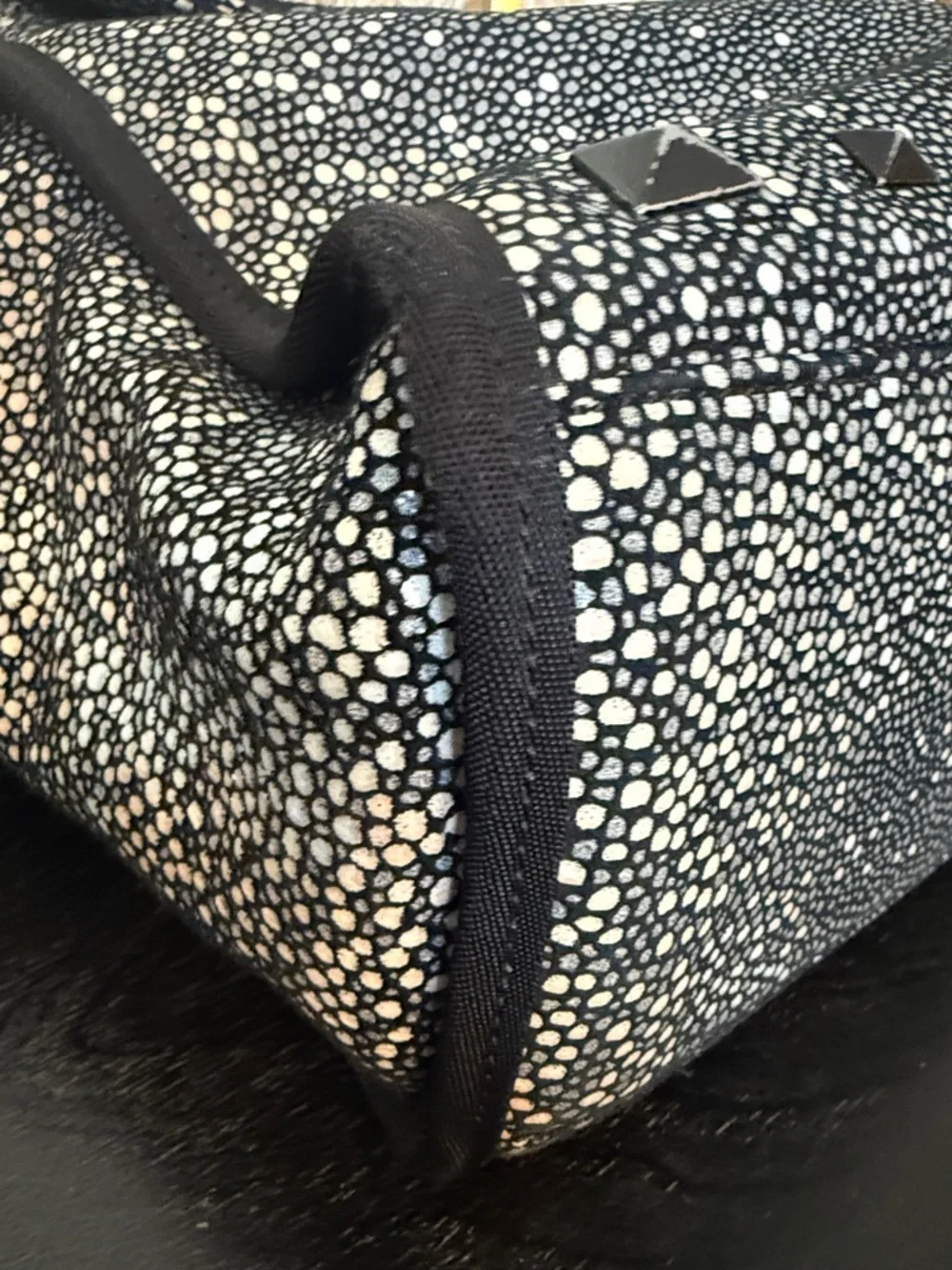 George Gina & Lucy Black White Leather Studded Handbag